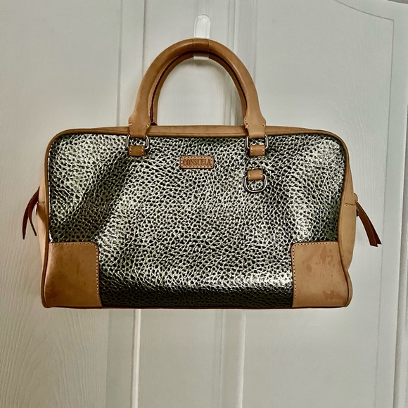 Consuela Wesley Silver and Tan Women's Satchel - Picture 4 of 14